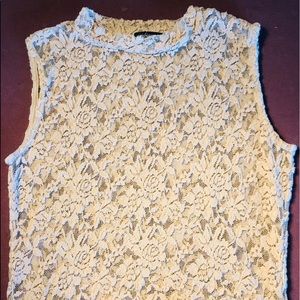 tan laced see through tank top